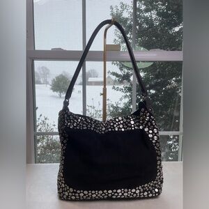 Tory Burch Deep Brown Suede Romy Hobo with Silver Studded Accents 🤎